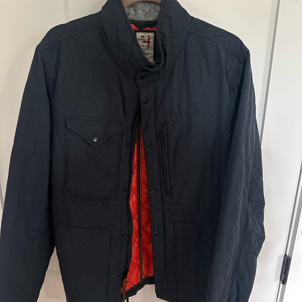 Men's Navy Relwen Quilted Tanker Jacket Size M